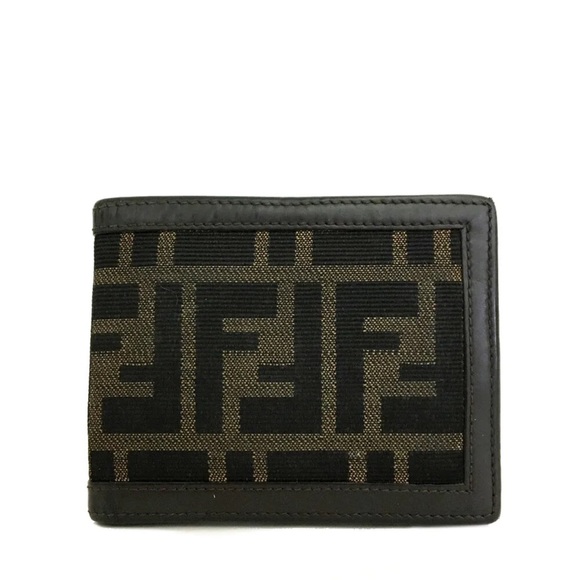 FENDI Zucca Canvas Leather Bifold Wallet/1J3432